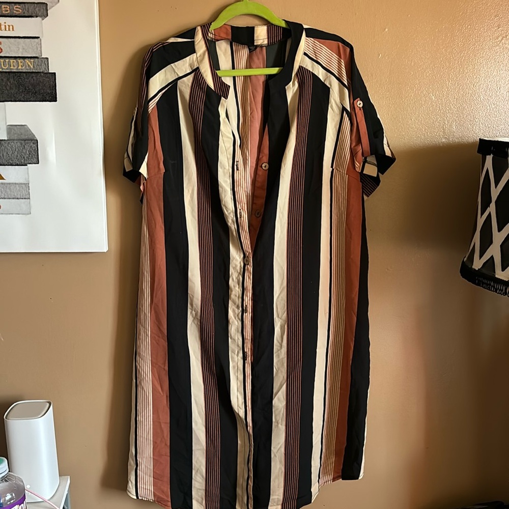 Casual Stripped Button Down Dress
